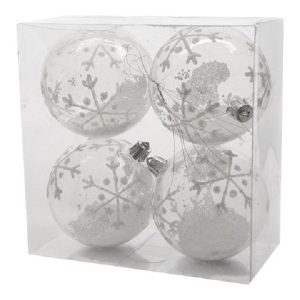 Kerstballen set sneeuw 8cm